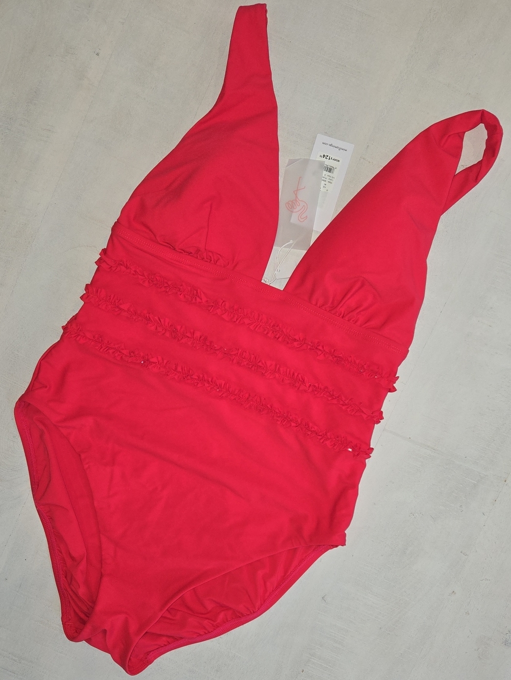 mimi flamingo Red Ruffled One-Piece Swimsuit NWT Size 8